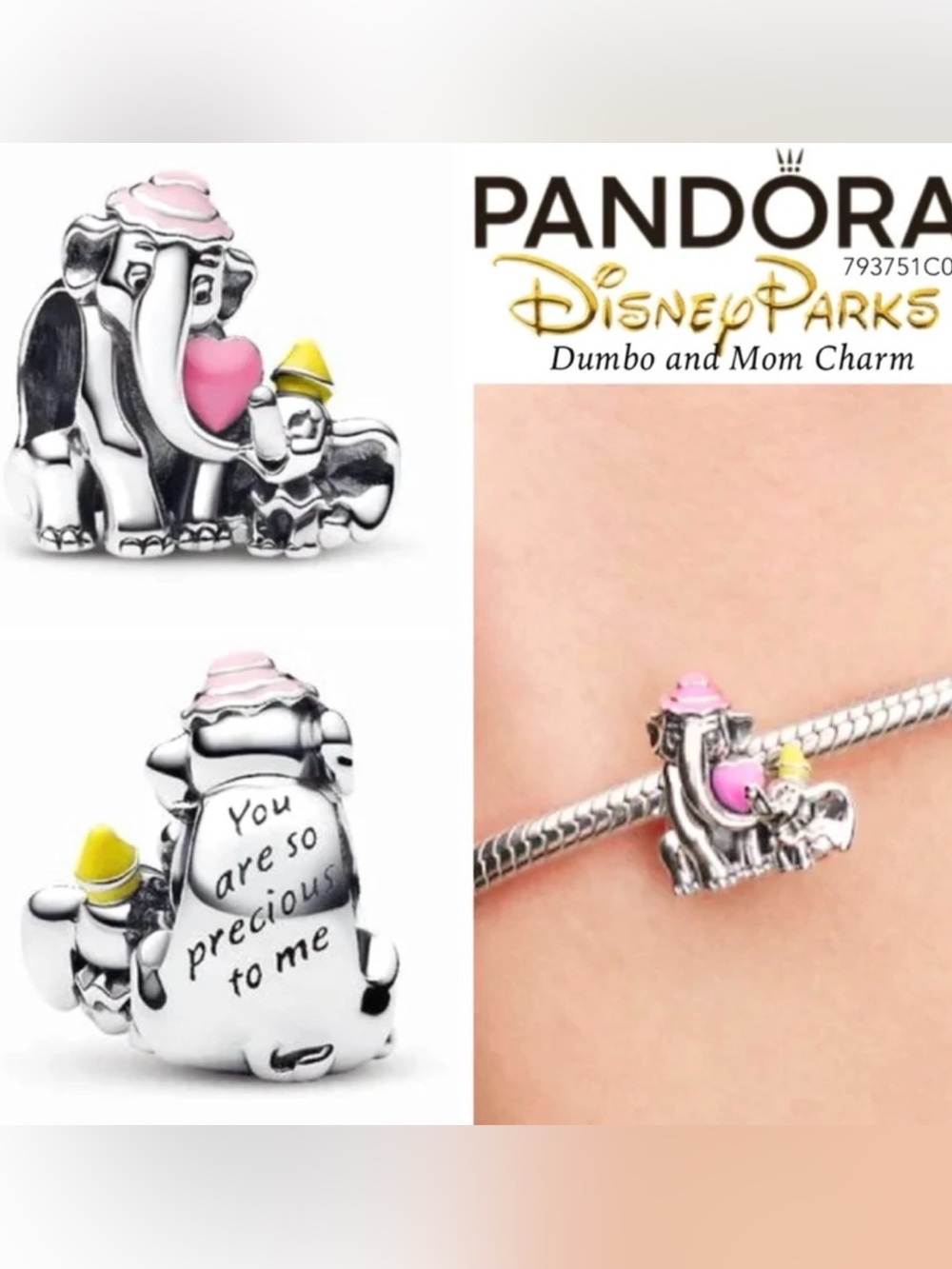 PANDORA Disney Dumbo and Mom Charm w/box